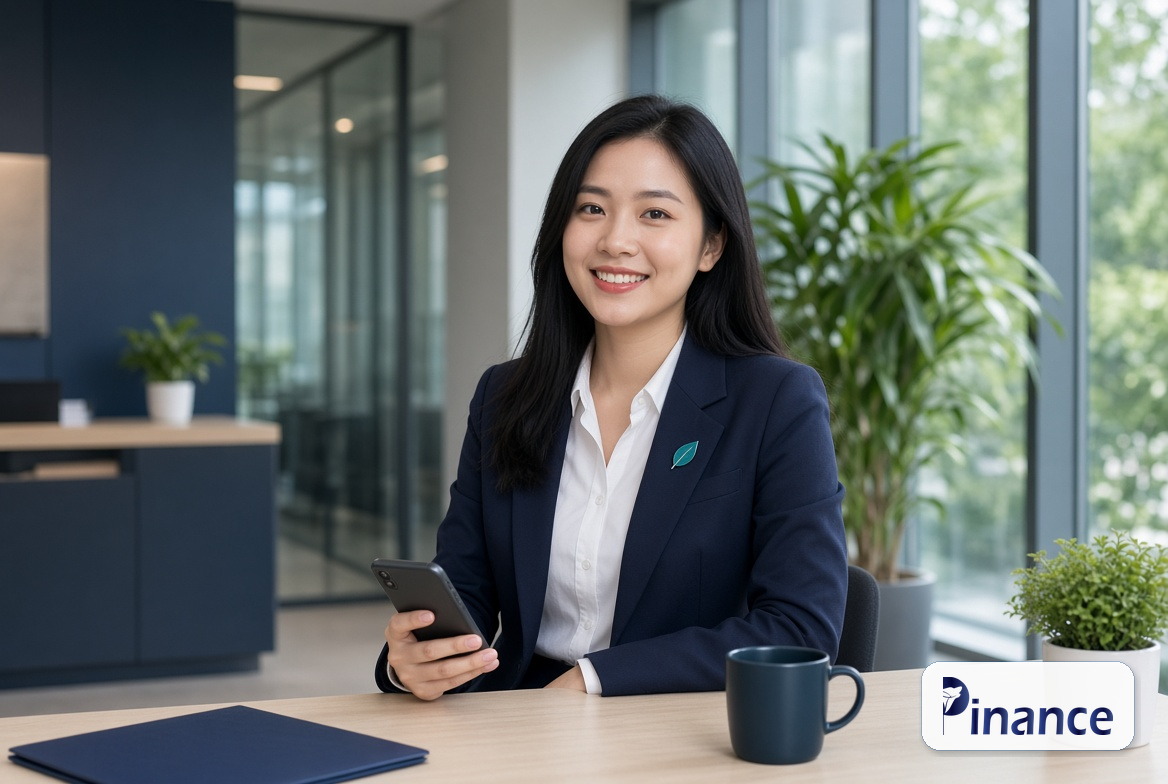 Thanh PVS chỉ hai cột đã xuất và đã thu, logo Pinance official