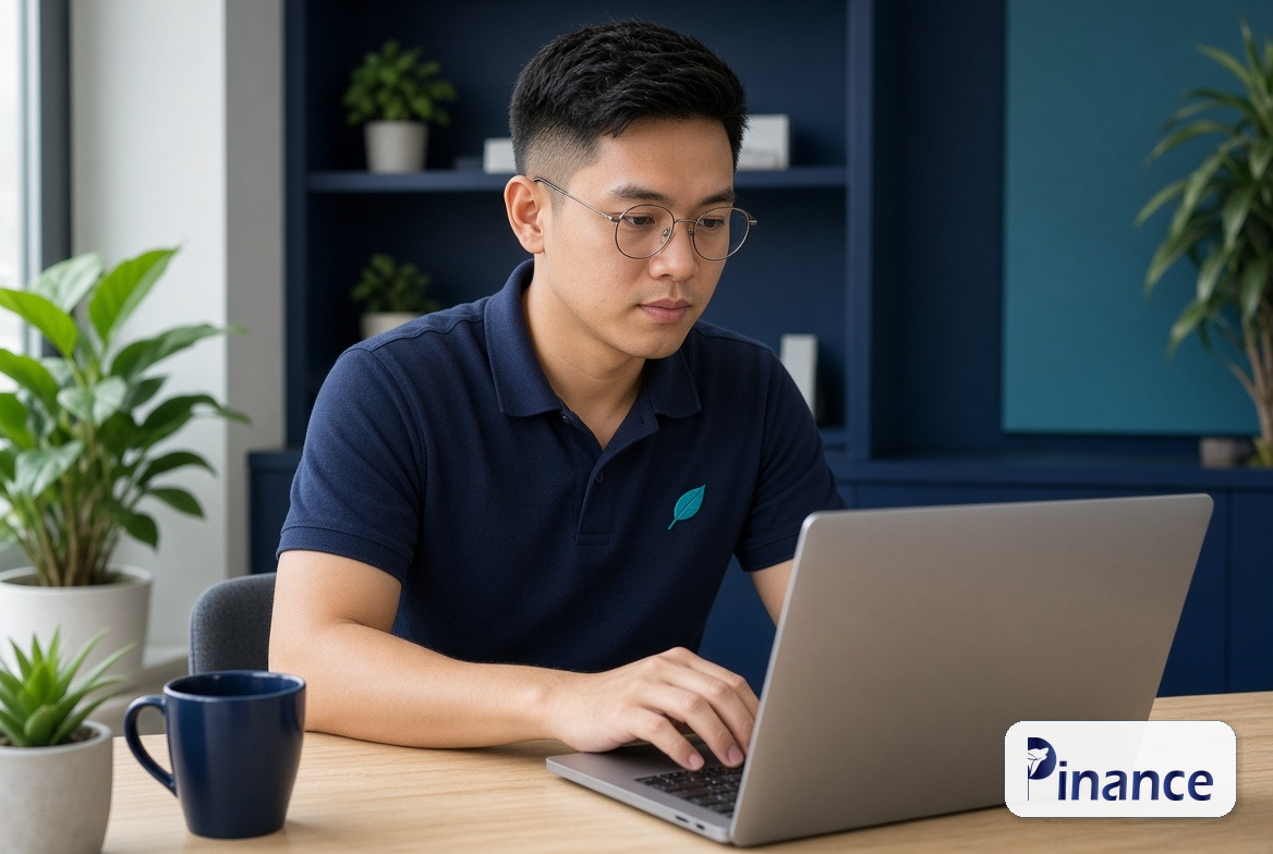 Hưng Pin xem cột trạng thái gửi hóa đơn trên màn hình, logo Pinance official
