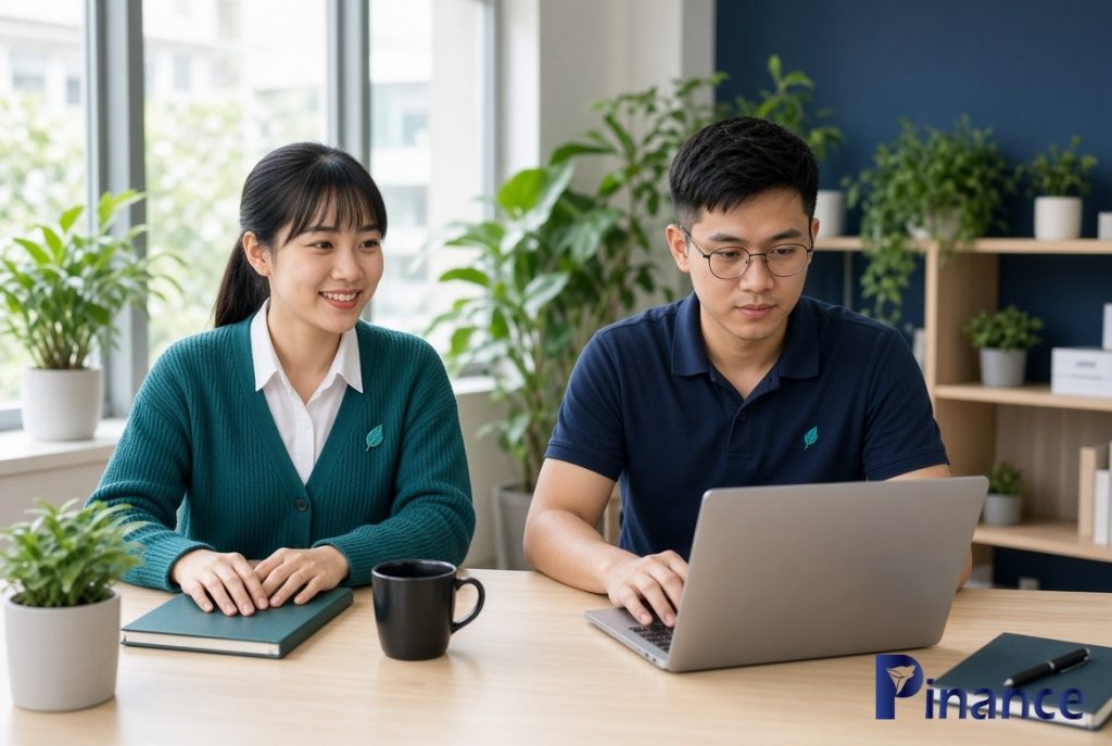 Anh Kế và Hưng Pin xem sơ đồ điểm bán và mã số thuế, logo Pinance official