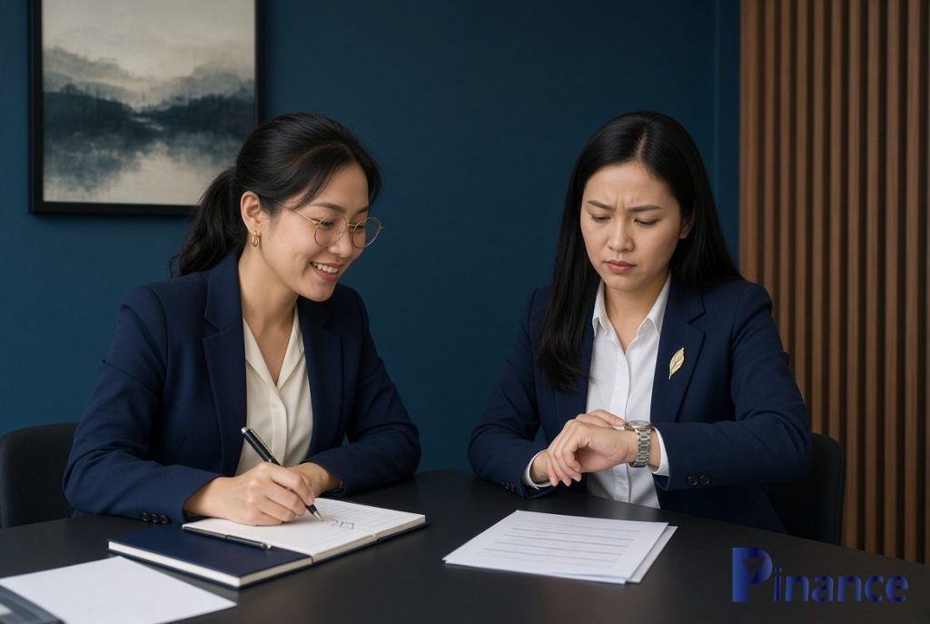 Thi Thuế và Thanh PVS so bảng đối soát với ngày hoàn thành dịch vụ, logo Pinance official
