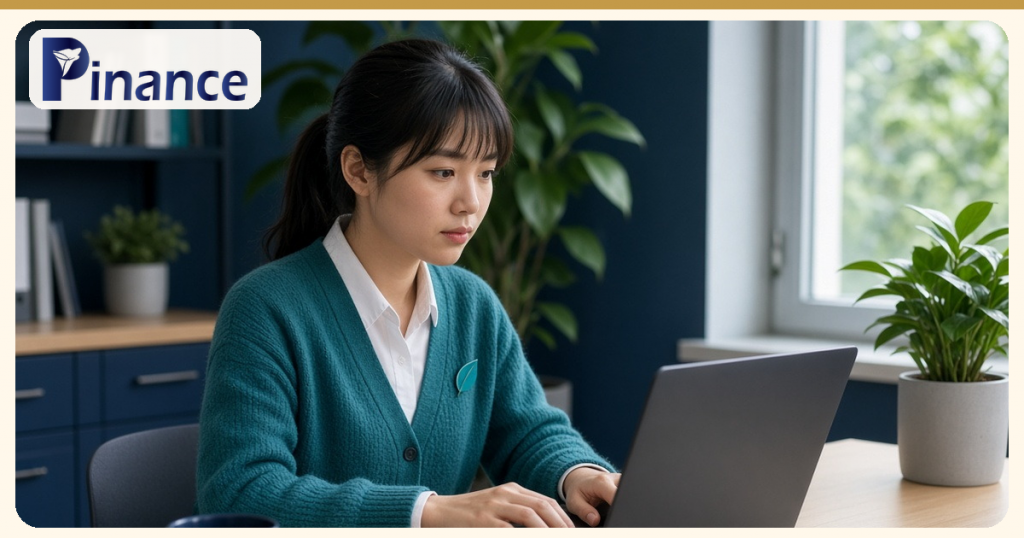 Người đang tập trung làm việc trên máy tính xách tay bên bàn gỗ, minh họa bài bán hàng cho công ty con: trần lãi vay 30% áp dụng thế nào