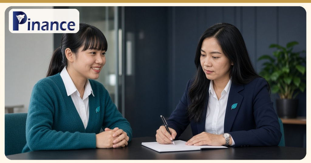Hai nhân viên kế toán trao đổi bên bàn họp, minh họa bài công ty mẹ, công ty con trong nước vẫn bị trần lãi vay 30% theo Nghị định 255